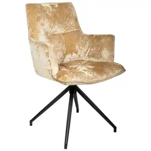 Novel Armlehnstuhl, Schwarz, Taupe, Metall, Textil, Drehkreuz, 59x89.5x63 cm, Stoffauswahl, Sitzfläche 360° drehbar, automatische Rückholfunktion, Stühle