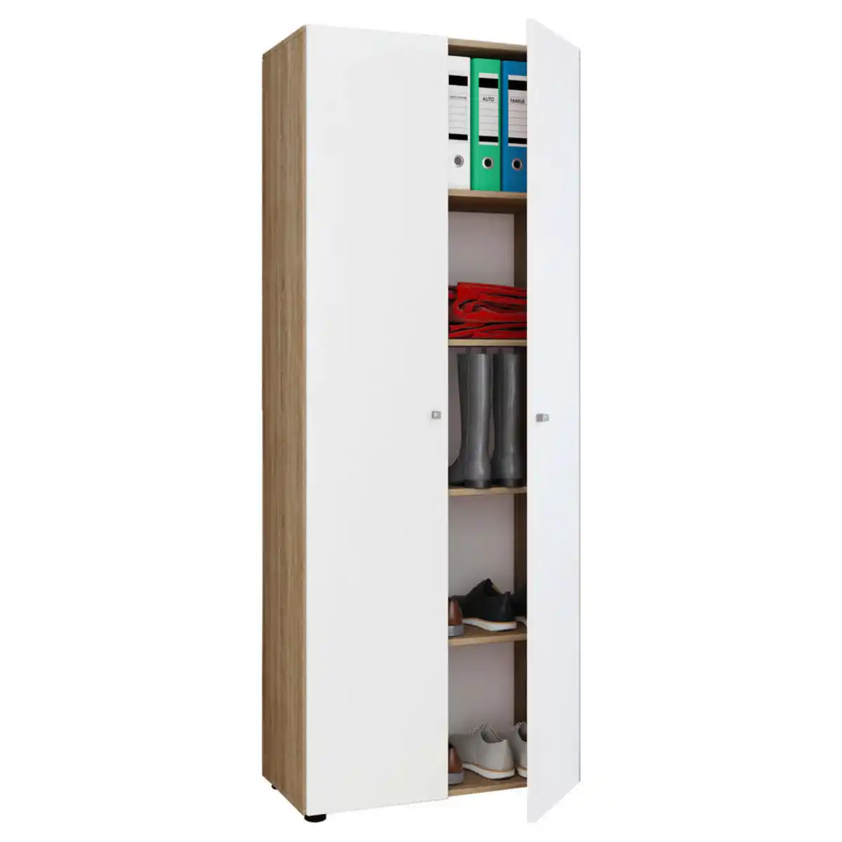 Bild 1 von Mid.you Mehrzweckschrank Vandol, Weiß, Eiche, Sonoma Eiche, Kunststoff, 4 Fächer, 70x178x39 cm, stehend, Waschküche, Mehrzweckschränke