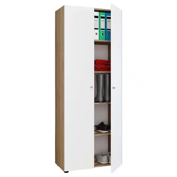 Bild 1 von Mid.you Mehrzweckschrank Vandol, Weiß, Eiche, Sonoma Eiche, Kunststoff, 4 Fächer, 70x178x39 cm, stehend, Waschküche, Mehrzweckschränke