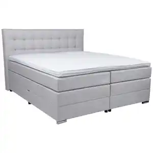 Boxxx Boxspringbett, Hellgrau, Textil, H4, 5-Zonen, Höhe ca. 18 cm, 180x200 cm, Oeko-Tex® Standard 100, Topper durchgehend, in verschiedenen Größen erhältlich, Härtegradauswahl, Matratze geteil