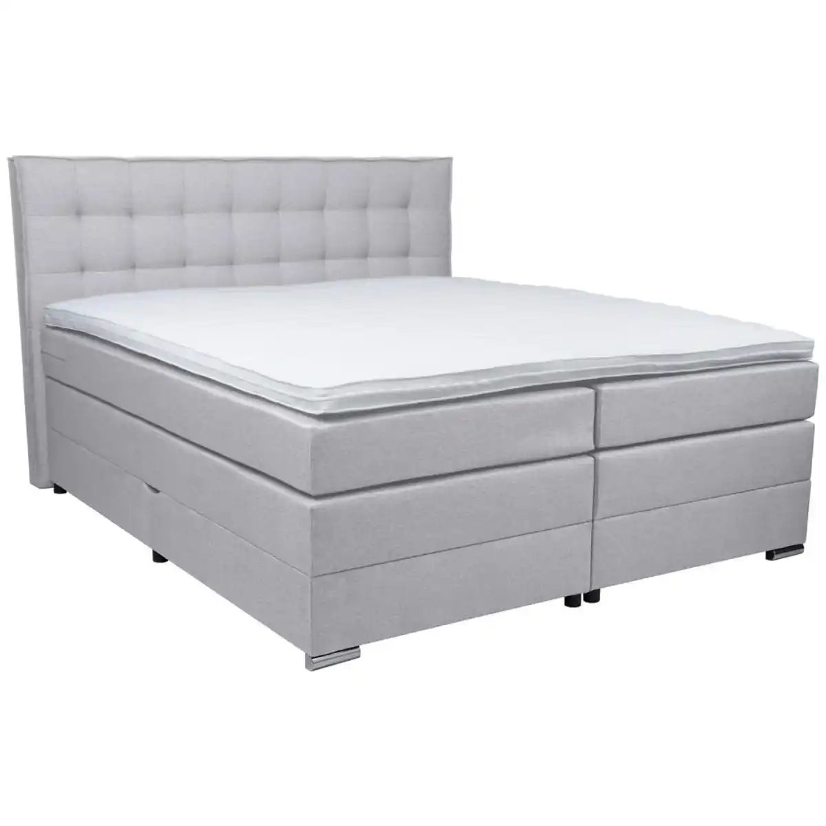 Bild 1 von Boxxx Boxspringbett, Hellgrau, Textil, H4, 5-Zonen, Höhe ca. 18 cm, 180x200 cm, Oeko-Tex® Standard 100, Topper durchgehend, in verschiedenen Größen erhältlich, Härtegradauswahl, Matratze geteil