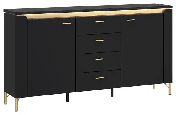 Bild 1 von Kommode Norica Goldfarben/Schwarz B: 155,3 cm, Schwarz, Goldfarben