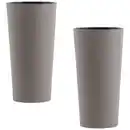 Bild 1 von Siena Garden Übertopf-Set, Grau, Kunststoff, 2-teilig, rund,rund, 46.5 cm, Plastikeinsatz, Dekoration, Blumen & Zubehör, Übertöpfe