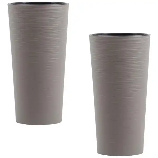 Bild 1 von Siena Garden Übertopf-Set, Grau, Kunststoff, 2-teilig, rund,rund, 46.5 cm, Plastikeinsatz, Dekoration, Blumen & Zubehör, Übertöpfe
