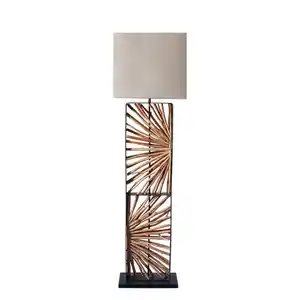 P & B Stehleuchte, Natur, Schwarz, Textil, Treibholz, quadratisch,quadratisch, 40x165x20 cm, Fußschalter, Lampen & Leuchten, Innenbeleuchtung, Stehlampen, Stehlampen