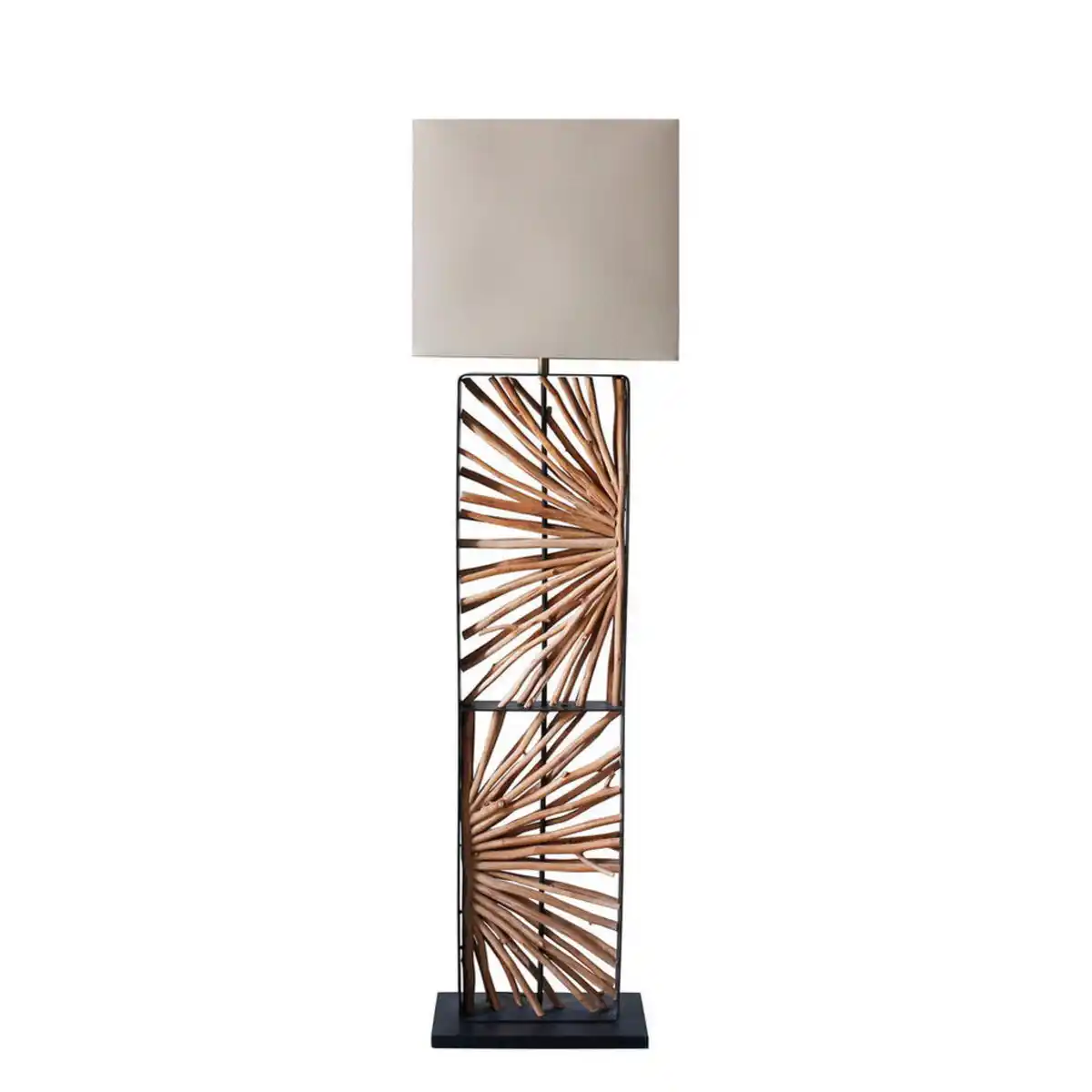 Bild 1 von P & B Stehleuchte, Natur, Schwarz, Textil, Treibholz, quadratisch,quadratisch, 40x165x20 cm, Fußschalter, Lampen & Leuchten, Innenbeleuchtung, Stehlampen, Stehlampen