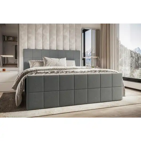 Bild 1 von Boxxx Boxbett, Grau, Textil, H3, Höhe ca. 17 cm, 160x200 cm, Topper durchgehend, Matratze geteilt, Schlafzimmer, Betten, Doppelbetten