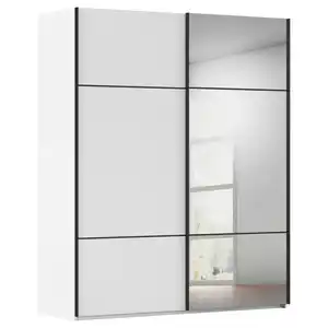 Novel Schwebetürenschrank, Weiß, Metall, 7 Fächer, 2 Innenschubladen Schubladen, 162x223x68 cm, Blauer Engel, Goldenes M, BQ - Bündnis für Qualität, Made in Germany, Typenauswahl, umfangreiches