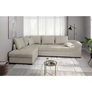 Mid.you Eckschlafsofa Alvito, Beige, Textil, Buche, 4-Sitzer, Füllung: Schaumstoff, 298x202 cm, Made in EU, Liegefunktion, Rücken echt, Armteil rechts, Wohnzimmer, Sofas & Couches, Wohnlandschaften