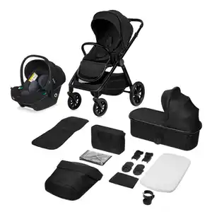 Lionelo Kinderwagenset LO-Layla 3in1, Schwarz, 3-teilig, 62x115x94 cm, EN 1888, Baby on Tour, Kinderwagen, Kombikinderwagen