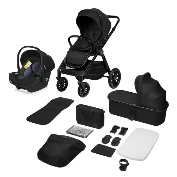 Bild 1 von Lionelo Kinderwagenset LO-Layla 3in1, Schwarz, 3-teilig, 62x115x94 cm, EN 1888, Baby on Tour, Kinderwagen, Kombikinderwagen
