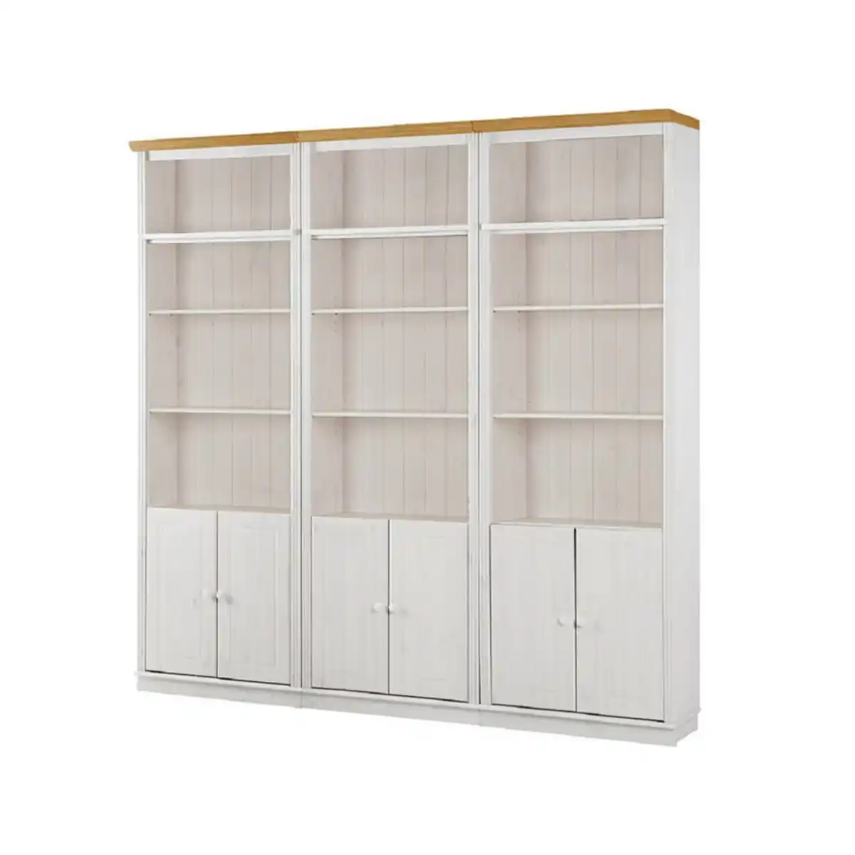 Bild 1 von Livetastic Bücherwand Lillehammer, Kiefer, Honig, Holz, Kiefer, massiv, 15 Fächer, 223x222x34 cm, Wohnzimmer, Regale, Bücherregale