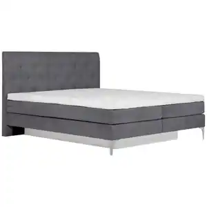 Welnova Boxspringbett, Grau, Textil, H3, 7-Zonen, Höhe ca. 17 cm, 180x200 cm, Bettkasten, gepolstertes Kopfteil, Stoffauswahl, Topper durchgehend, in verschiedenen Größen erhältlich, Schlafzimmer