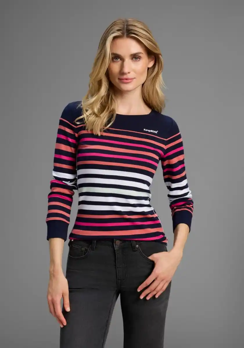 Bild 1 von KangaROOS Langarmshirt mit Steifen im tollen Farbverlauf, Bunt