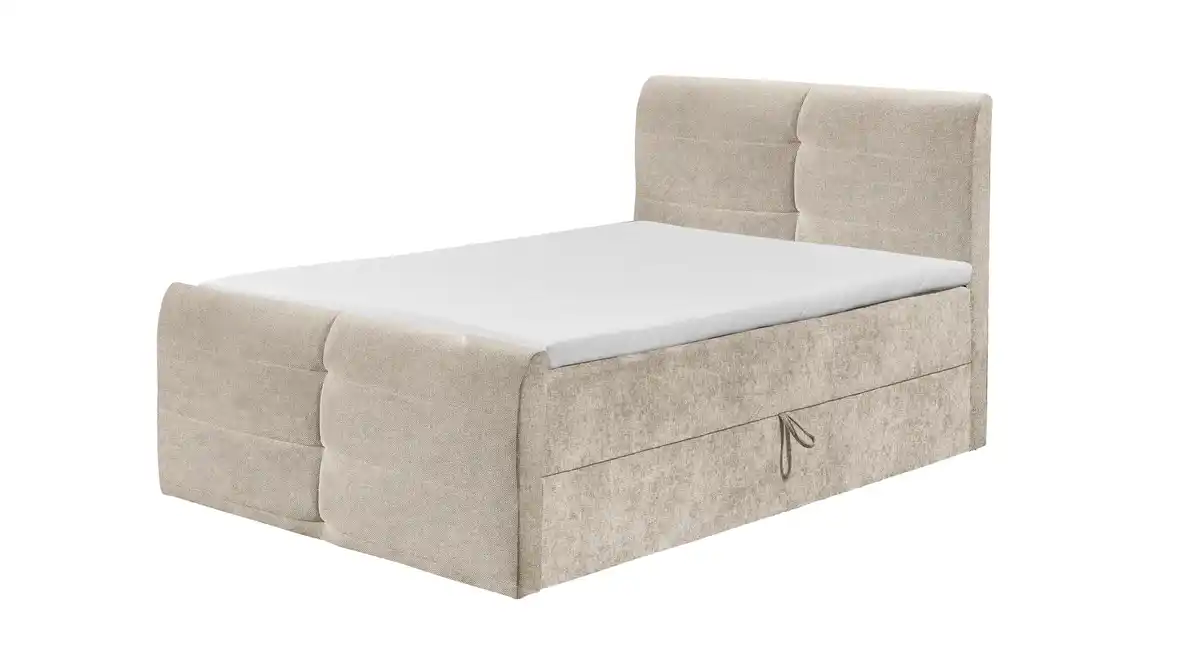 Bild 1 von Boxbett 120 x 200 cm mit Bettkasten beige - MADEIRA