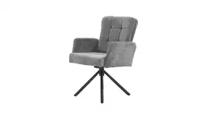 Armlehnstuhl grau Drehstuhl Taschenfederkern Chenille - HEDIA