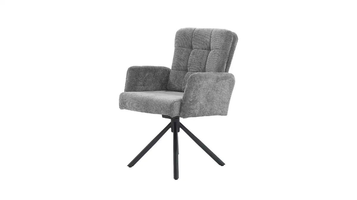 Bild 1 von Armlehnstuhl grau Drehstuhl Taschenfederkern Chenille - HEDIA