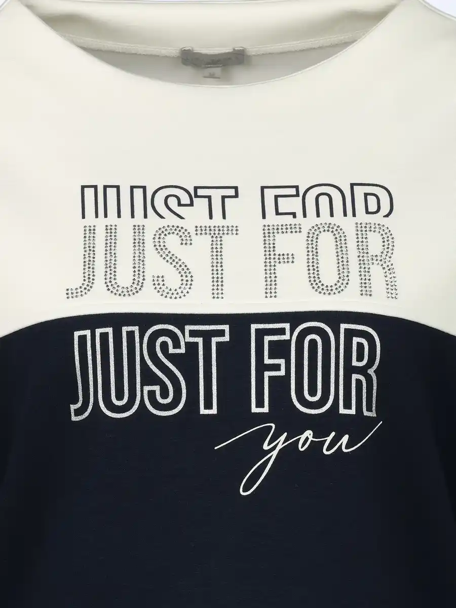 Bild 3 von Damen Sweatshirt mit Glitzersteinchen und Schriftprint Blau