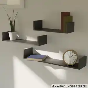 Wandregal 3er-Set schwarz 30/45/60 x 15 x 10 cm