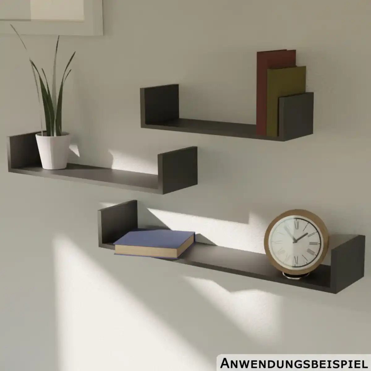 Bild 1 von Wandregal 3er-Set schwarz 30/45/60 x 15 x 10 cm