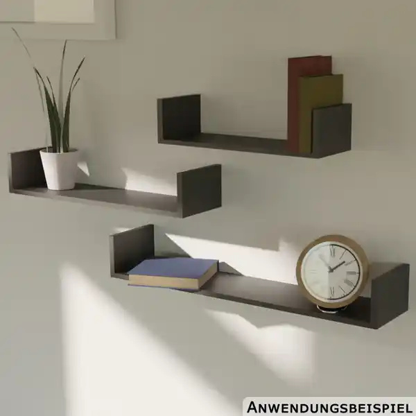 Bild 1 von Wandregal 3er-Set schwarz 30/45/60 x 15 x 10 cm