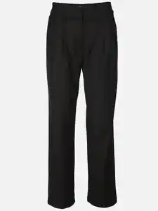Damen Hose mit Bundfalten Schwarz