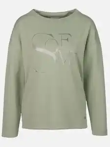 Damen Sweatshirt mit Glitzerprint und Glitzersteinchen Salbei