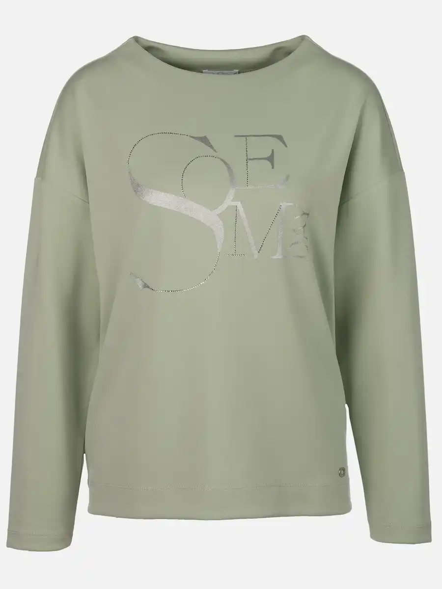 Bild 1 von Damen Sweatshirt mit Glitzerprint und Glitzersteinchen Salbei