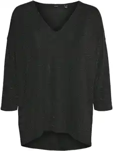 Vero Moda VMKANVA 3/4 GLITTER V Pullover mit Glitter Schwarz