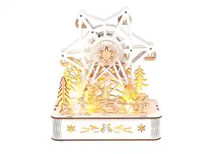 Holz-Riesenrad mit Musik und Bewegung 24,5cm 8 LEDs Warmweiß