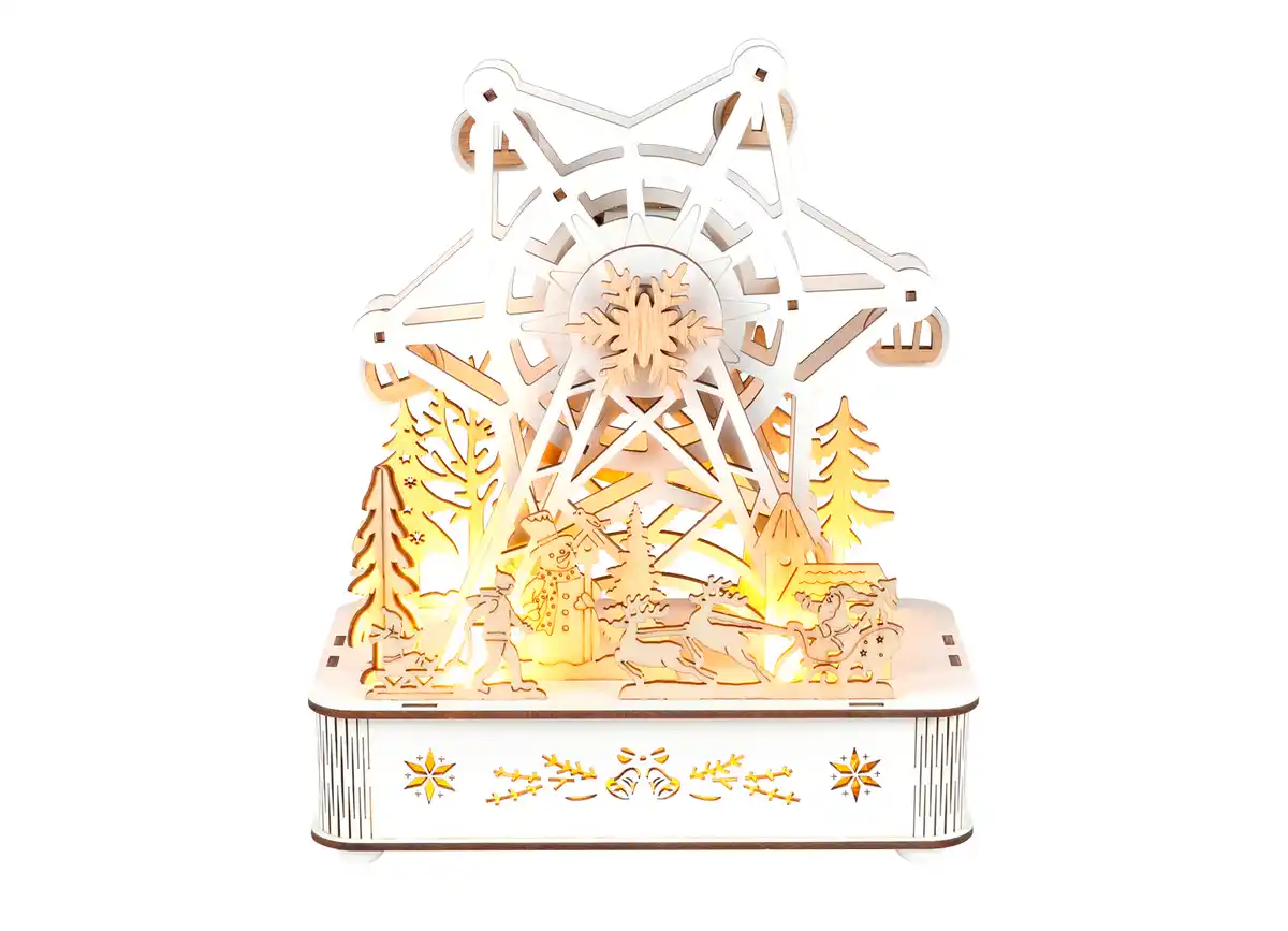 Bild 1 von Holz-Riesenrad mit Musik und Bewegung 24,5cm 8 LEDs Warmweiß