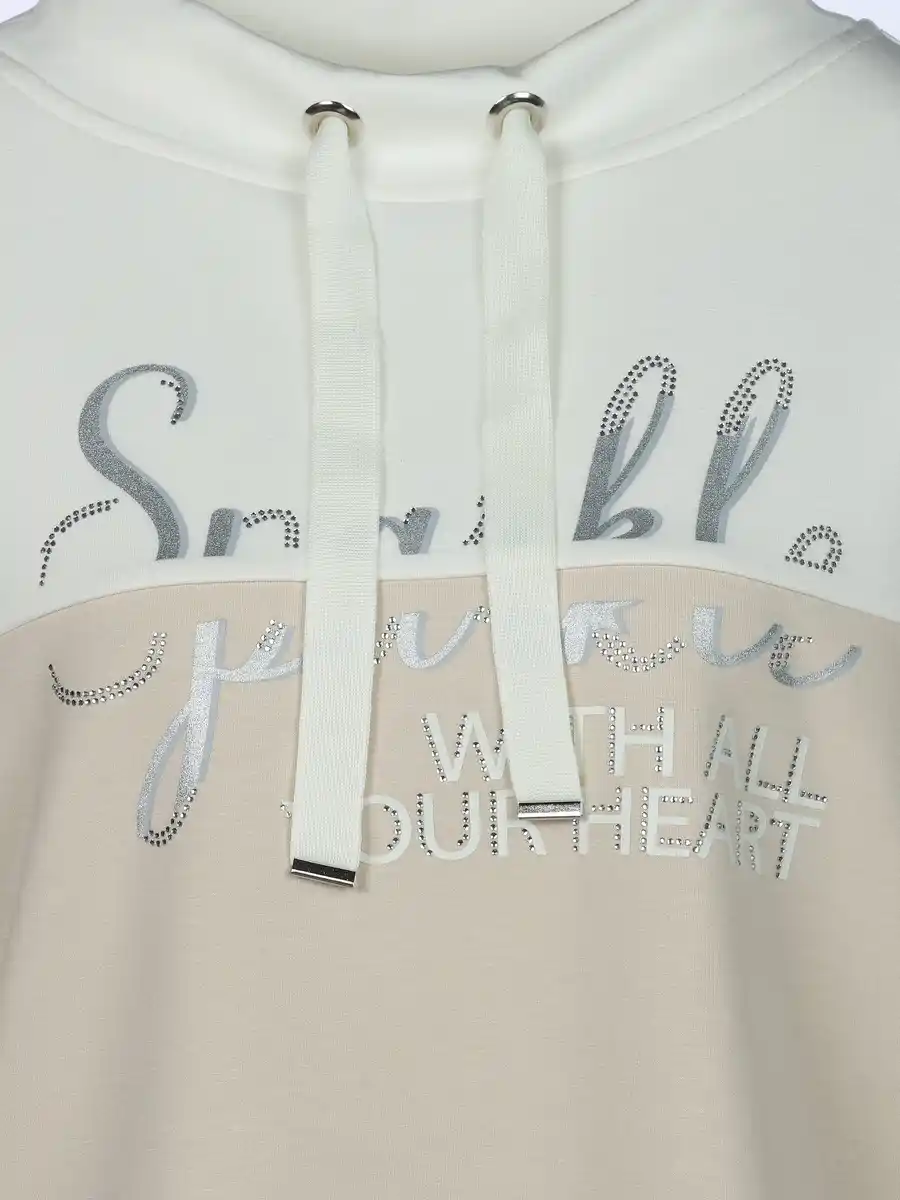 Bild 3 von Damen Sweatshirt mit Wording Print und Glitzersteinchen Beige