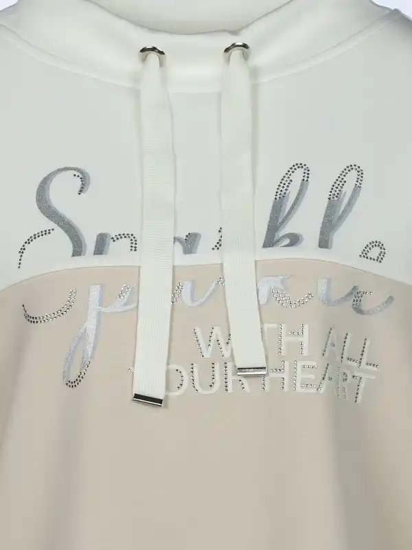 Bild 3 von Damen Sweatshirt mit Wording Print und Glitzersteinchen Beige