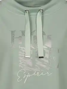 Damen Sweatshirt mit Glitzerprint und Glitzersteinchen Salbei