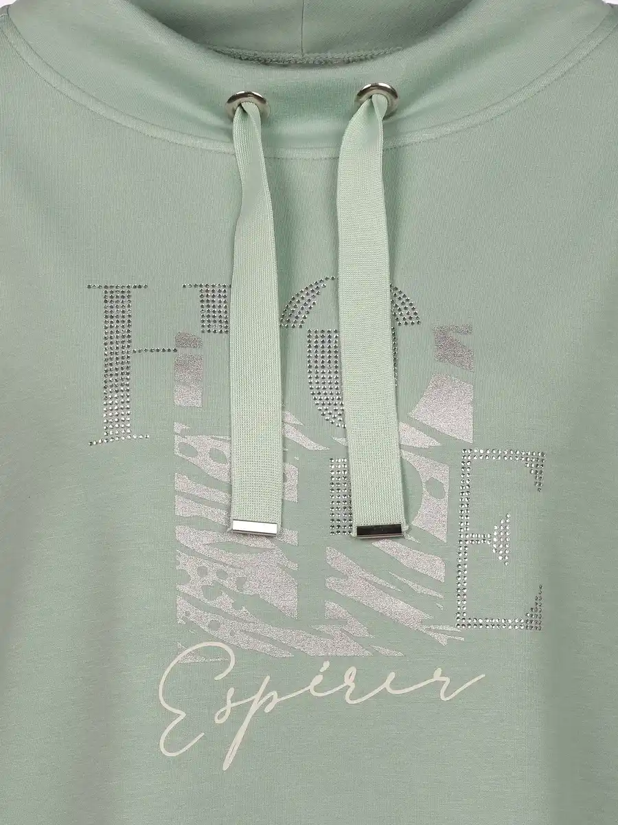 Bild 1 von Damen Sweatshirt mit Glitzerprint und Glitzersteinchen Salbei