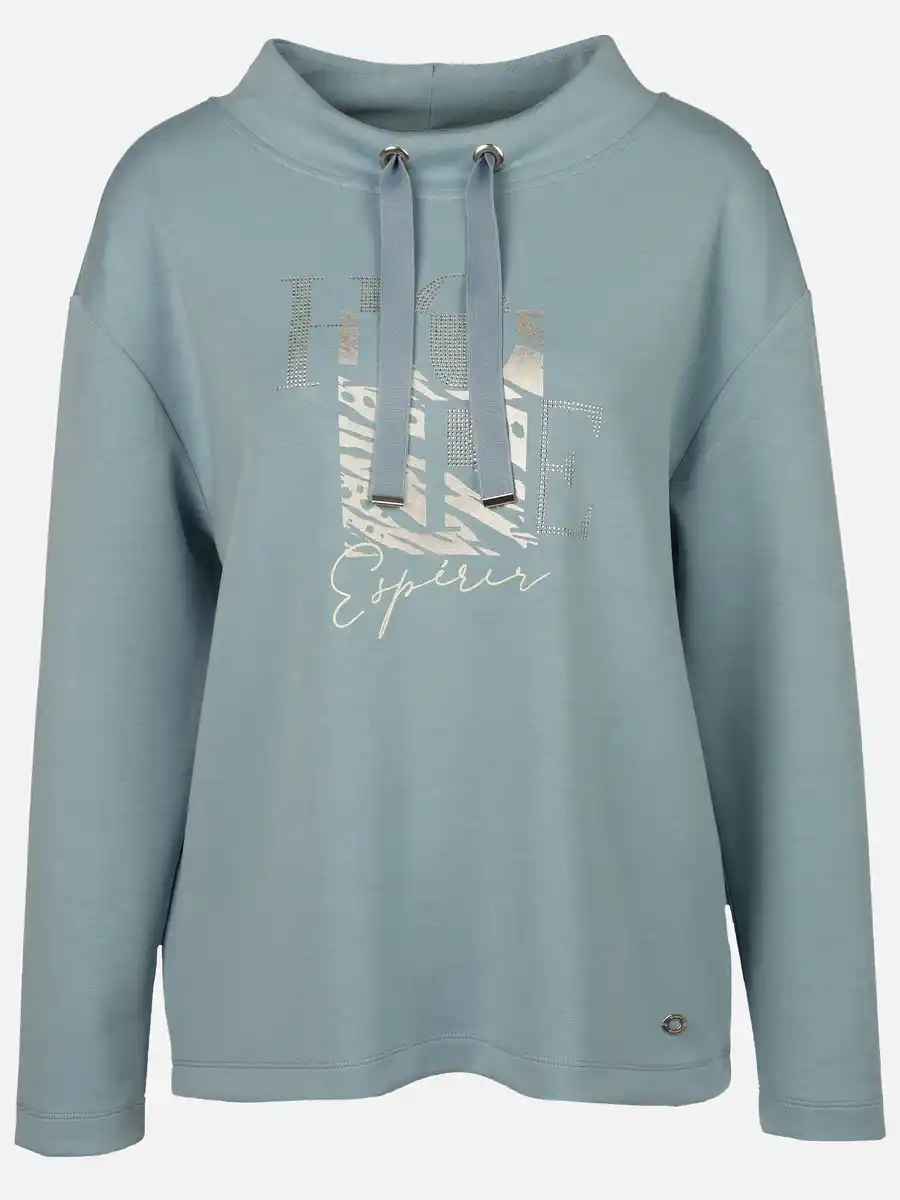 Bild 1 von Damen Sweatshirt mit Glitzerprint und Glitzersteinchen Blau