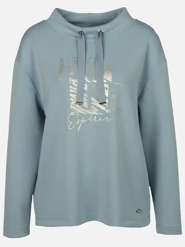 Bild 1 von Damen Sweatshirt mit Glitzerprint und Glitzersteinchen Blau