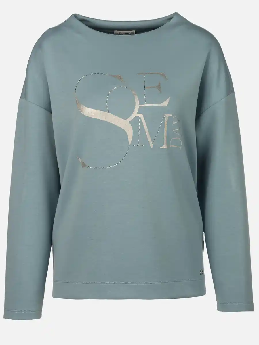 Bild 1 von Damen Sweatshirt mit Glitzerprint und Glitzersteinchen Blau