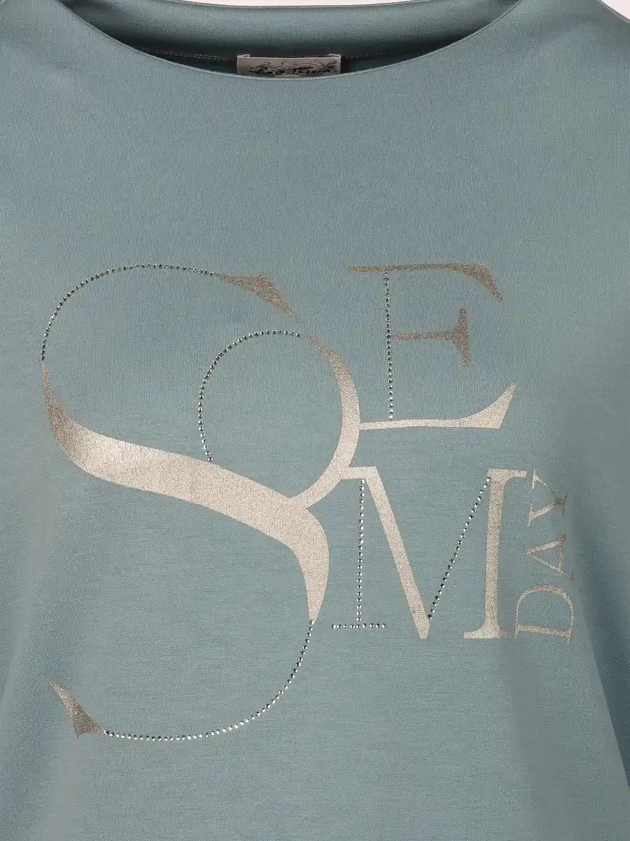 Bild 3 von Damen Sweatshirt mit Glitzerprint und Glitzersteinchen Blau