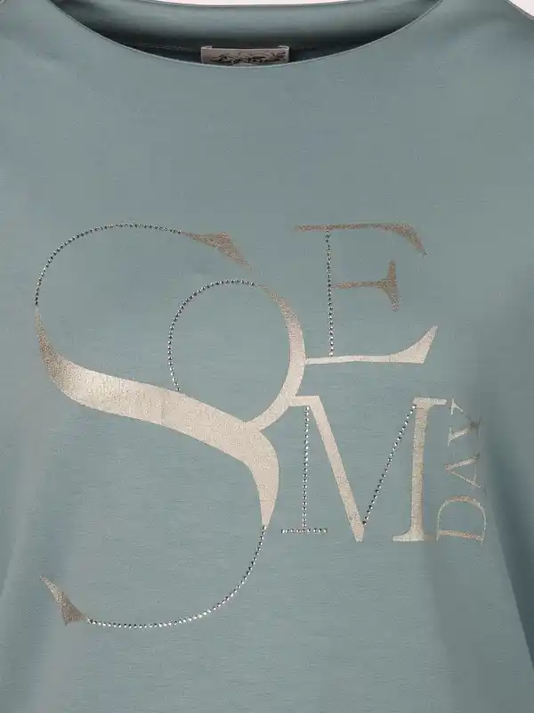 Bild 3 von Damen Sweatshirt mit Glitzerprint und Glitzersteinchen Blau