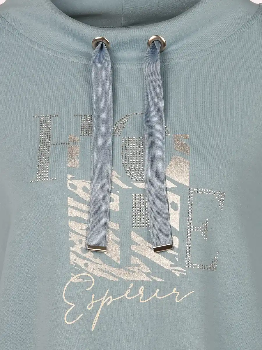 Bild 3 von Damen Sweatshirt mit Glitzerprint und Glitzersteinchen Blau
