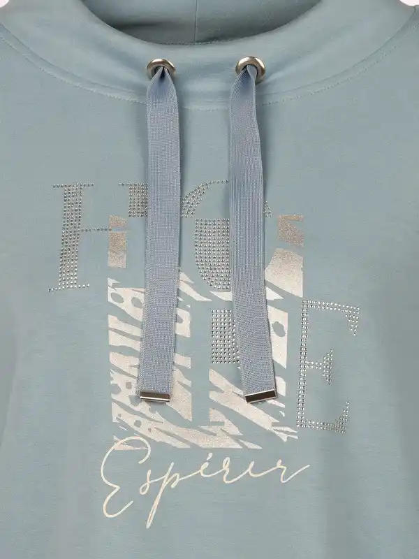 Bild 3 von Damen Sweatshirt mit Glitzerprint und Glitzersteinchen Blau