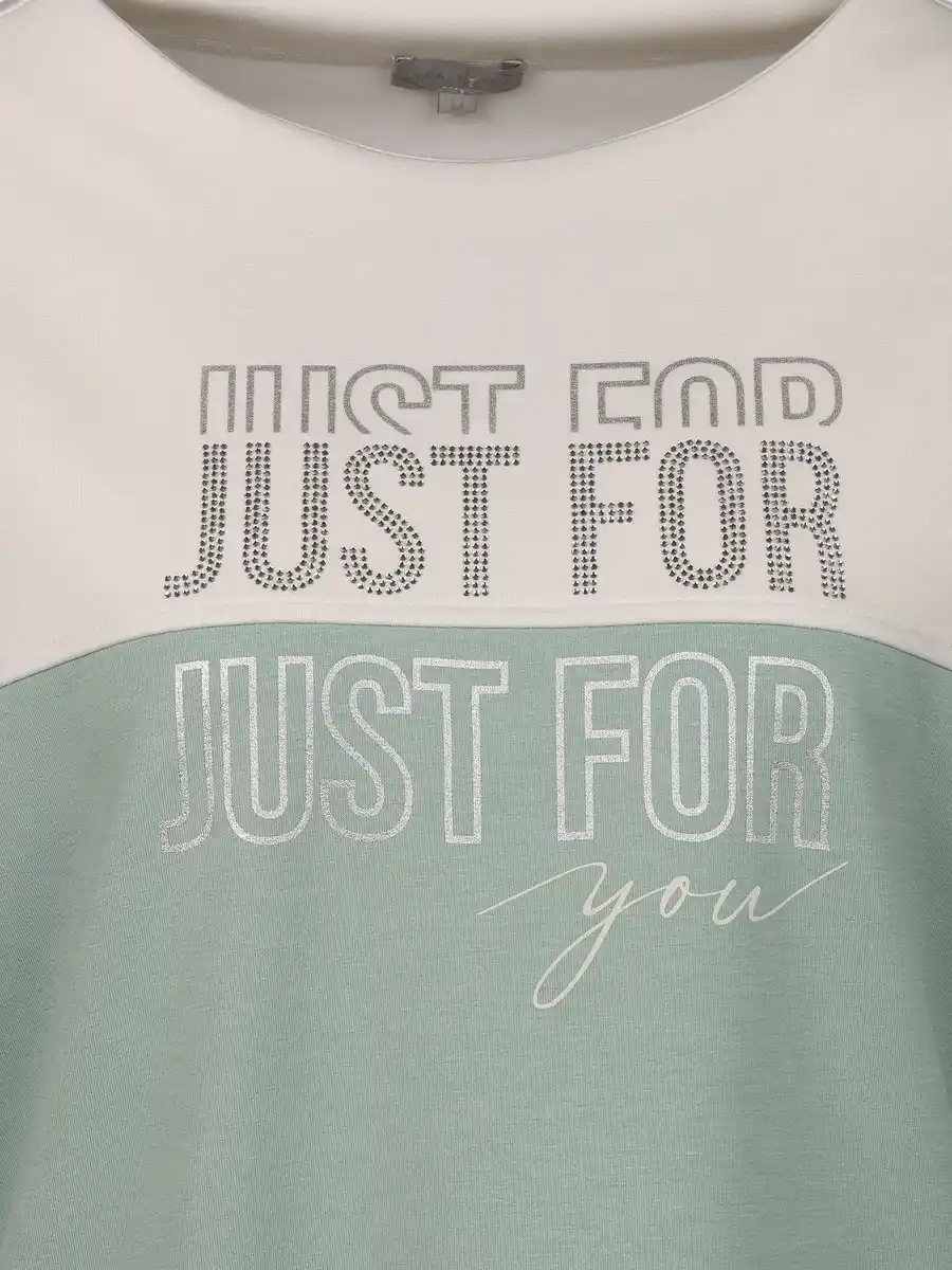 Bild 3 von Damen Sweatshirt mit Glitzersteinchen und Schriftprint Salbei