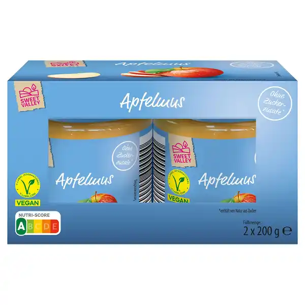 Bild 1 von SWEET VALLEY Apfelmus 2 x 200 ml, Natur