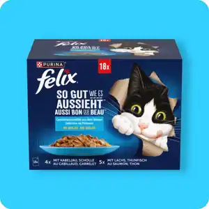 FELIX®  Katzennassfutter, Geschmacksvielfalt aus dem Wasser oder Geschmacksvielfalt vom Land