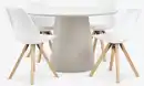 Bild 1 von KLIPLEV Ø120 Tisch Travertin + 4 BLOKHUS Stühle weiß