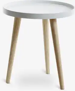 Beistelltisch BAKKEBJERG Ø40 weiß/natur