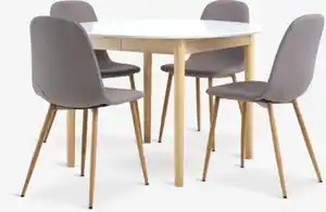 MARSTRAND Ø110 Tisch weiß + JONSTRUP Stühle grau
