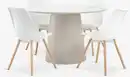 Bild 1 von KLIPLEV Ø120 Tisch Travertin + 4 KASTRUP Stühle weiß