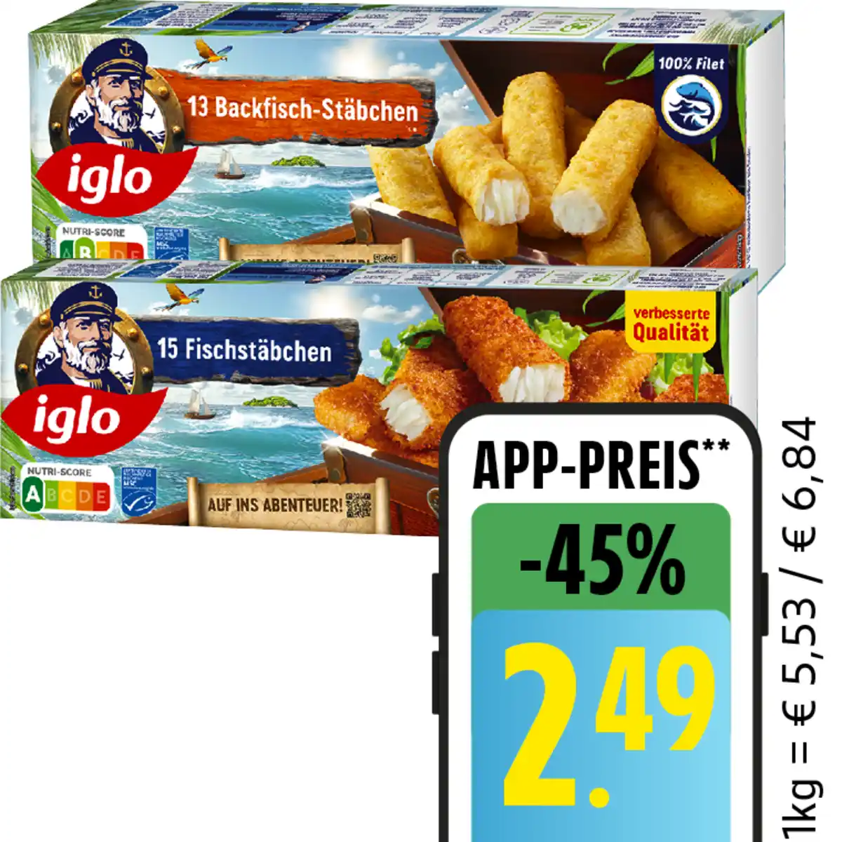 Bild 1 von iglo Fisch- oder Backfischstäbchen